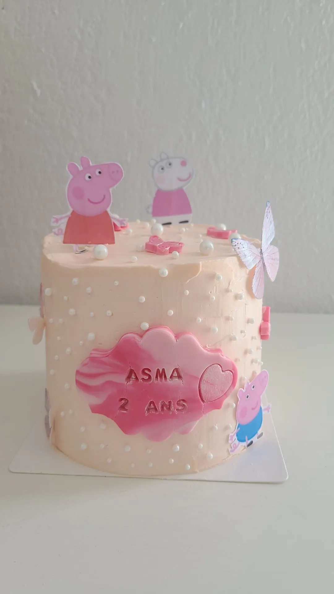 Bento cake rose avec figurines Peppa Pig