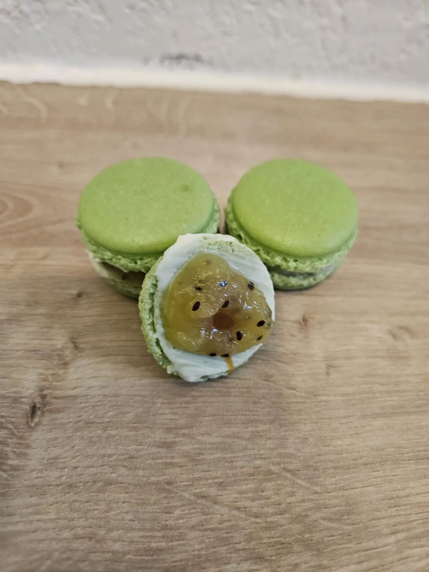 Macarons verts au fruit de la passion